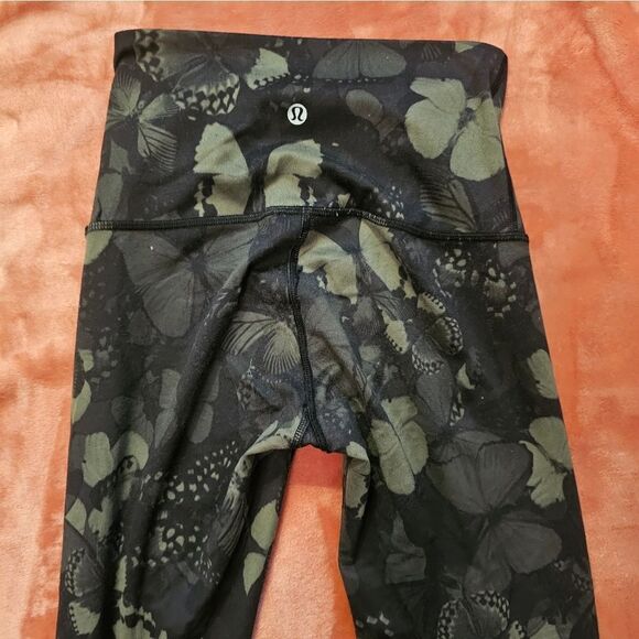 Lululemon wunder under green & black with butterfly pants sz 2 with 32" inseam - Picture 4 of 8